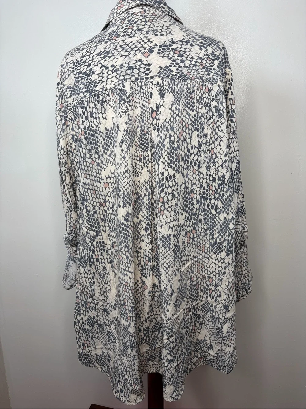 Velvet Heart Snake Print Button Up Tunic Shirt